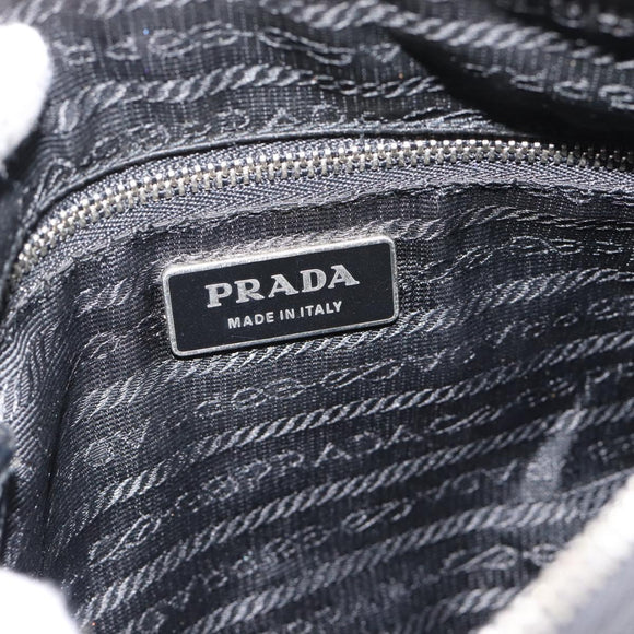 PRADA Shoulder Bag Nylon Black Silver Auth 186118