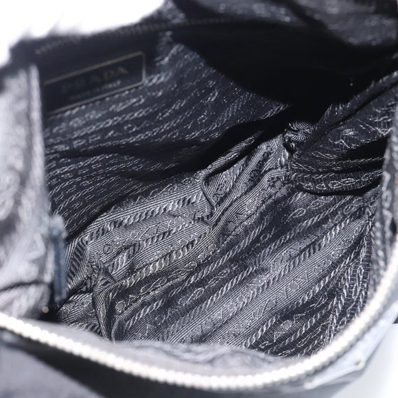 PRADA Shoulder Bag Nylon Black Silver Auth 186118