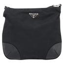 PRADA Shoulder Bag Nylon Black Silver Auth 186118-13