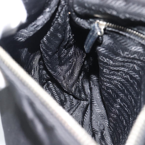 PRADA Shoulder Bag Nylon Black Silver Auth 186118