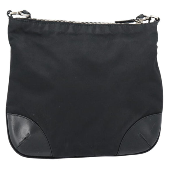 PRADA Shoulder Bag Nylon Black Silver Auth 186118