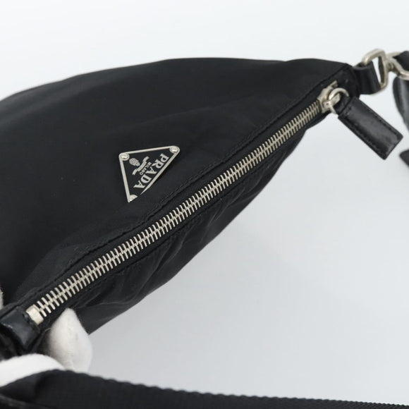 PRADA Shoulder Bag Nylon Black Silver Auth 186118