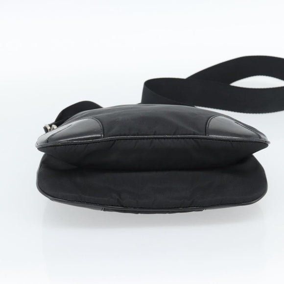 PRADA Shoulder Bag Nylon Black Silver Auth 186118