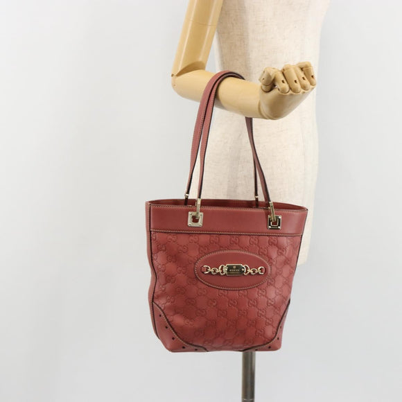GUCCI GG Canvas Guccissima Tote Bag Leer Roze Goud 145994 Auth 186120A