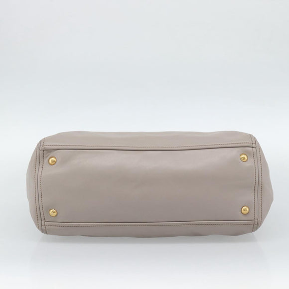 PRADA Galleria Hand Bag Leather 2way Gray Gold Auth 186121V