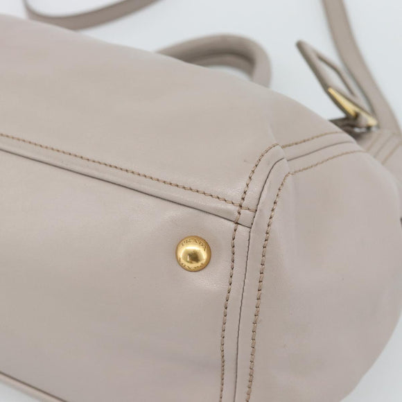 PRADA Galleria Hand Bag Leather 2way Gray Gold Auth 186121V