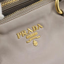PRADA Galleria Hand Bag Leather 2way Gray Gold Auth 186121V-20