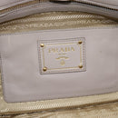 PRADA Galleria Hand Bag Leather 2way Gray Gold Auth 186121V-21
