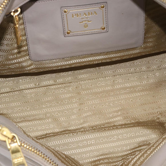 PRADA Galleria Hand Bag Leather 2way Gray Gold Auth 186121V