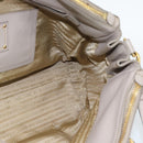 PRADA Galleria Hand Bag Leather 2way Gray Gold Auth 186121V-22