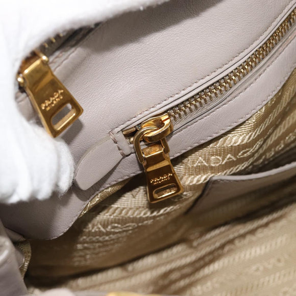 PRADA Galleria Hand Bag Leather 2way Gray Gold Auth 186121V