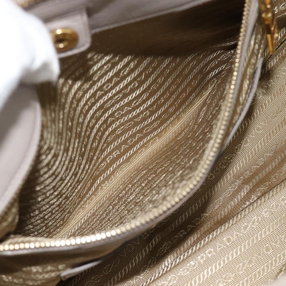 PRADA Galleria Hand Bag Leather 2way Gray Gold Auth 186121V