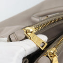 PRADA Galleria Hand Bag Leather 2way Gray Gold Auth 186121V-29