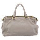 PRADA Galleria Hand Bag Leather 2way Gray Gold Auth 186121V-2
