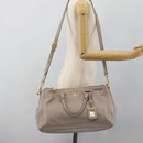 PRADA Galleria Hand Bag Leather 2way Gray Gold Auth 186121V-31