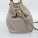 PRADA Galleria Hand Bag Leather 2way Gray Gold Auth 186121V-3