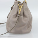 PRADA Galleria Hand Bag Leather 2way Gray Gold Auth 186121V-4