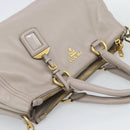 PRADA Galleria Hand Bag Leather 2way Gray Gold Auth 186121V-6