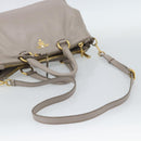 PRADA Galleria Hand Bag Leather 2way Gray Gold Auth 186121V-8