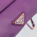 PRADA Shoulder Bag Leather Purple Gold Auth 186122A-18