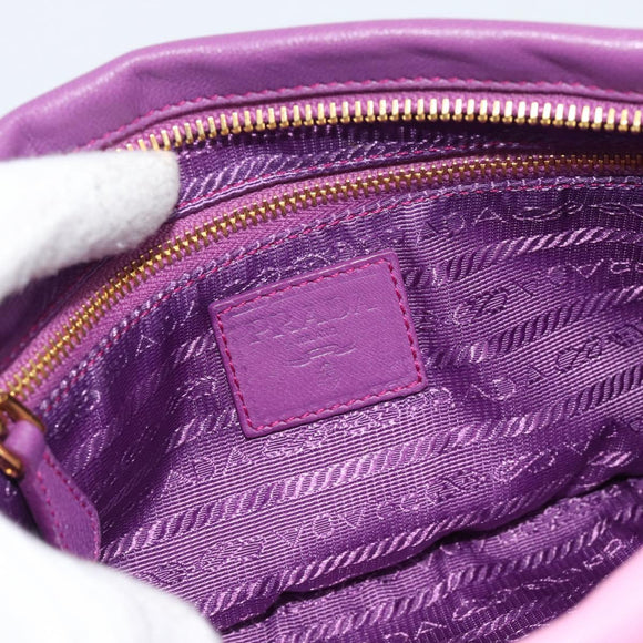 PRADA Shoulder Bag Leather Purple Gold Auth 186122A