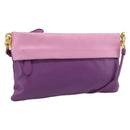 PRADA Shoulder Bag Leather Purple Gold Auth 186122A-1
