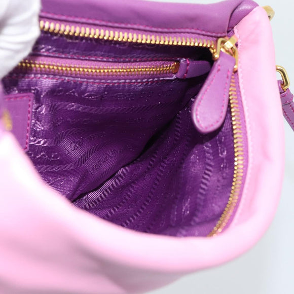 PRADA Shoulder Bag Leather Purple Gold Auth 186122A