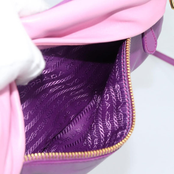 PRADA Shoulder Bag Leather Purple Gold Auth 186122A