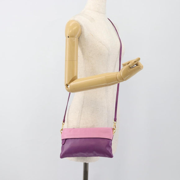 PRADA Shoulder Bag Leather Purple Gold Auth 186122A