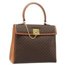 CELINE Macadam Canvas Boston Bag PVC Leather Brown Gold Auth 186123V-1