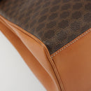 CELINE Macadam Canvas Boston Bag PVC Leather Brown Gold Auth 186123V-11