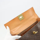 CELINE Macadam Canvas Boston Bag PVC Leather Brown Gold Auth 186123V-17