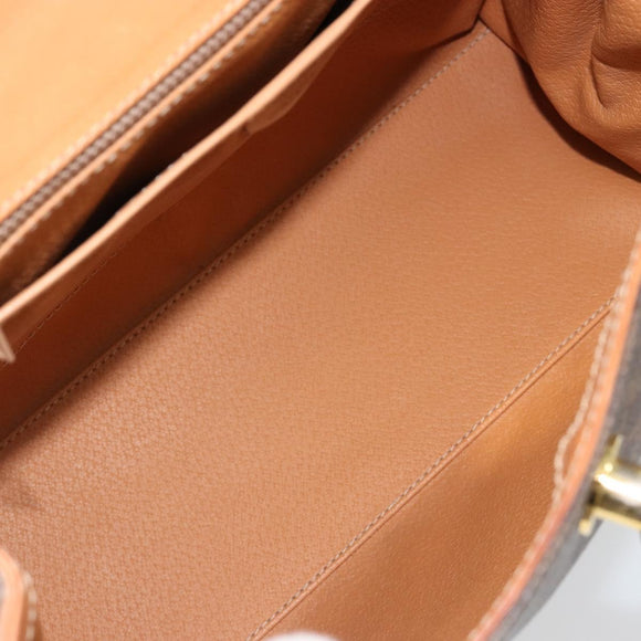 CELINE Macadam Canvas Boston Bag PVC Leather Brown Gold Auth 186123V