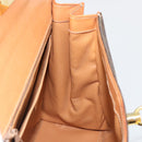 CELINE Macadam Canvas Boston Bag PVC Leather Brown Gold Auth 186123V-21