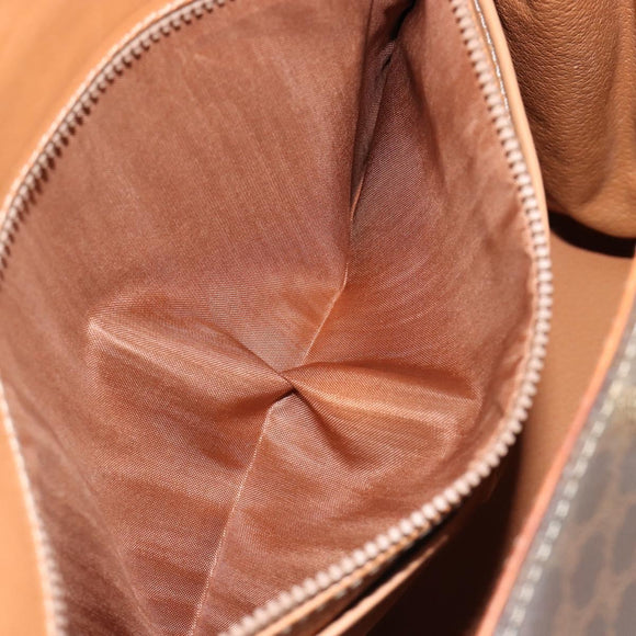 CELINE Macadam Canvas Boston Bag PVC Leather Brown Gold Auth 186123V