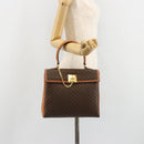 CELINE Macadam Canvas Boston Bag PVC Leather Brown Gold Auth 186123V-26