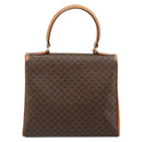 CELINE Macadam Canvas Boston Bag PVC Leather Brown Gold Auth 186123V-3