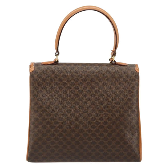 CELINE Macadam Canvas Boston Bag PVC Leather Brown Gold Auth 186123V