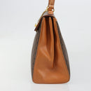 CELINE Macadam Canvas Boston Bag PVC Leather Brown Gold Auth 186123V-4