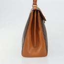 CELINE Macadam Canvas Boston Bag PVC Leather Brown Gold Auth 186123V-5