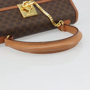 CELINE Macadam Canvas Boston Bag PVC Leather Brown Gold Auth 186123V-7