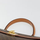CELINE Macadam Canvas Boston Bag PVC Leather Brown Gold Auth 186123V-8