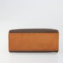 CELINE Macadam Canvas Boston Bag PVC Leather Brown Gold Auth 186123V-9
