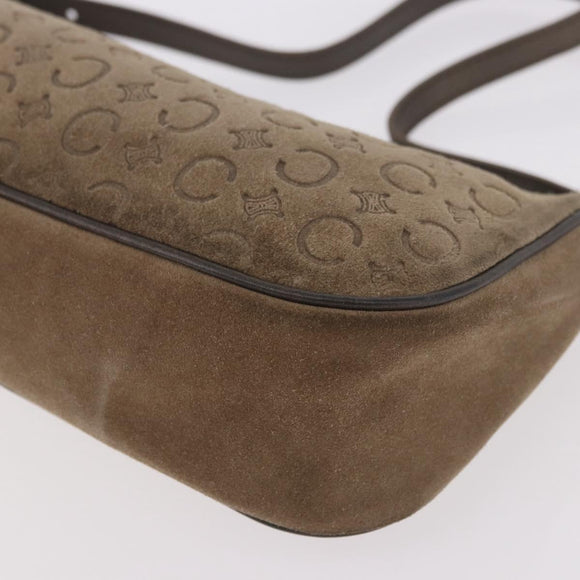 CELINE C Macadam Canvas Accessory Pouch Gray Silver Auth 186124A