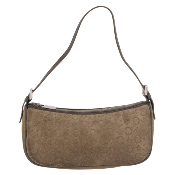 CELINE C Macadam Canvas Accessory Pouch Gray Silver Auth 186124A