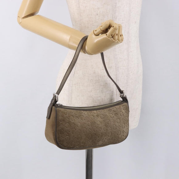 CELINE C Macadam Canvas Accessory Pouch Gray Silver Auth 186124A