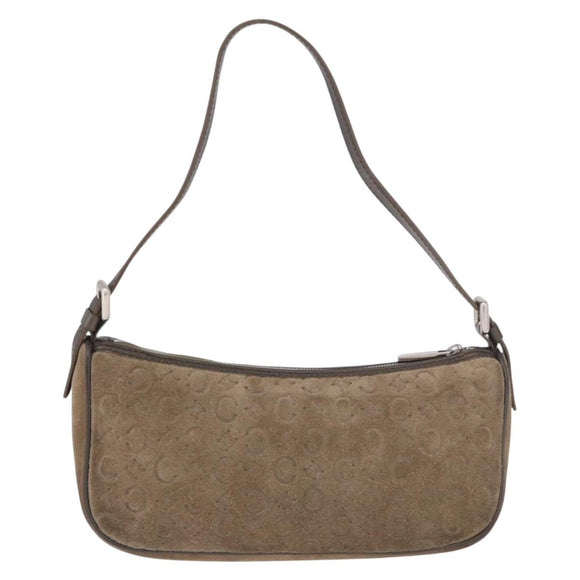 CELINE C Macadam Canvas Accessory Pouch Gray Silver Auth 186124A