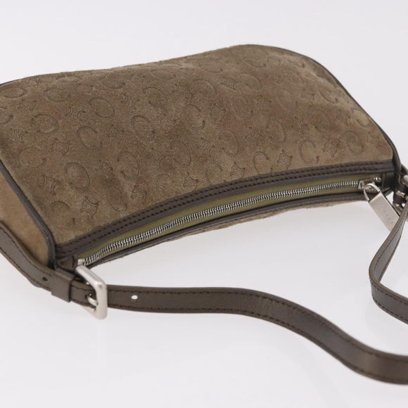 CELINE C Macadam Canvas Accessory Pouch Gray Silver Auth 186124A