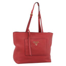 PRADA Tote Bag Leather Red Gold Auth 186125A-1