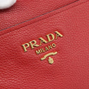PRADA Tote Bag Leather Red Gold Auth 186125A-17